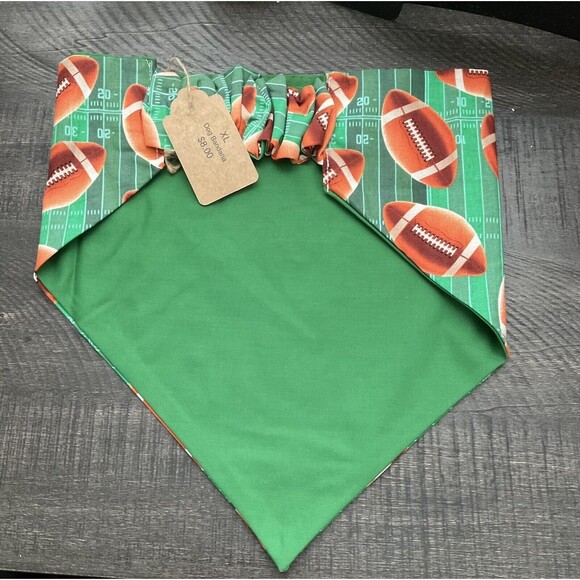 Dog Scarf Slide On Collar Elastic Band Football Field Green Brown Extra Large - Picture 2 of 3